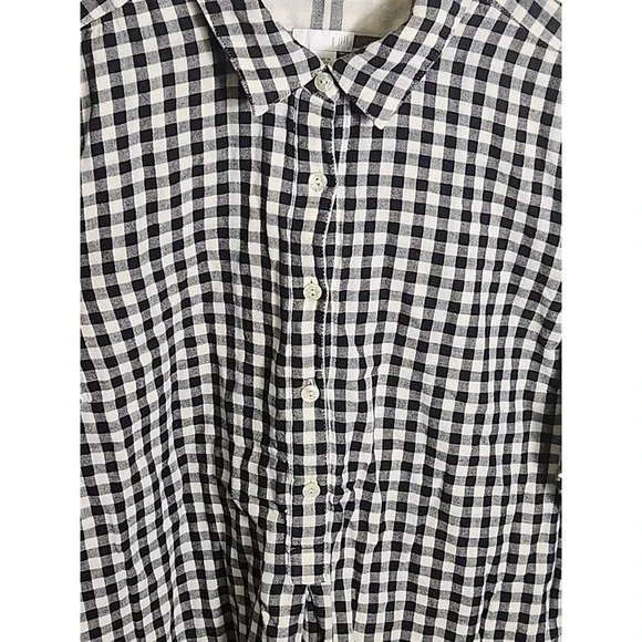 J. Jill Checkered Half Button Placket Long Sleeve Top w/ Pockets Sz L - Picture 2 of 7